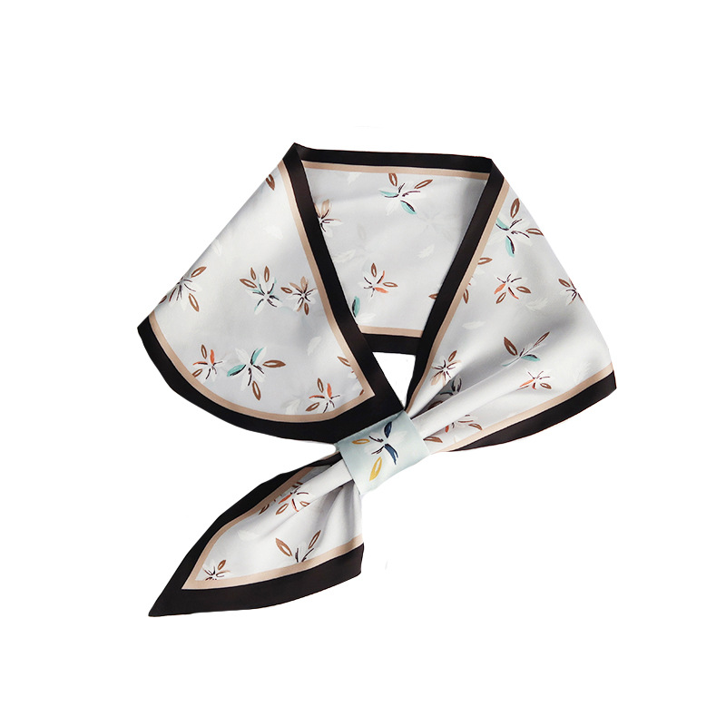 Corea del Sur Dongdaemun pequeña bufanda de seda floral Cinta de las mujeres Artística todo partido decorativo bufanda corbata bolsa de regalo multifuncional