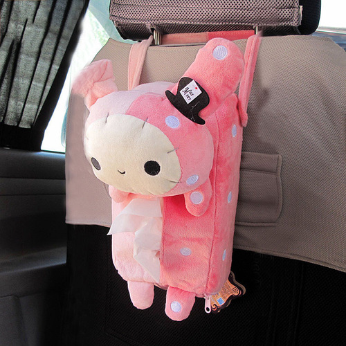 Car cartoon seat back hanging tissue box Cute Rilakkuma Paper box set car car accessories can be hung
