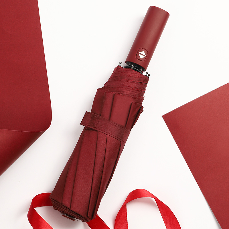 Paraguas de protección solar plegable de vinilo automático de 12 huesos paraguas reverso de negocios para hombres logotipo paraguas publicitario