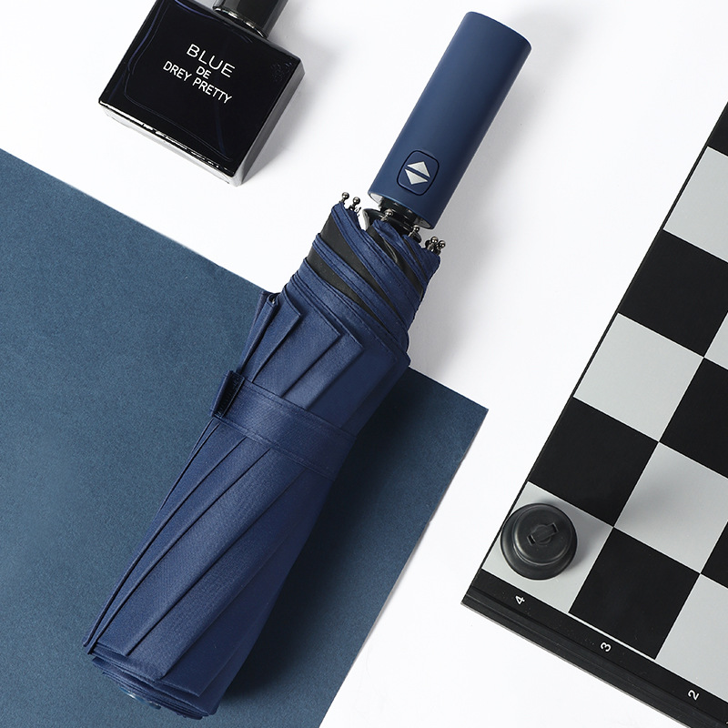 Paraguas de protección solar plegable de vinilo automático de 12 huesos paraguas reverso de negocios para hombres logotipo paraguas publicitario