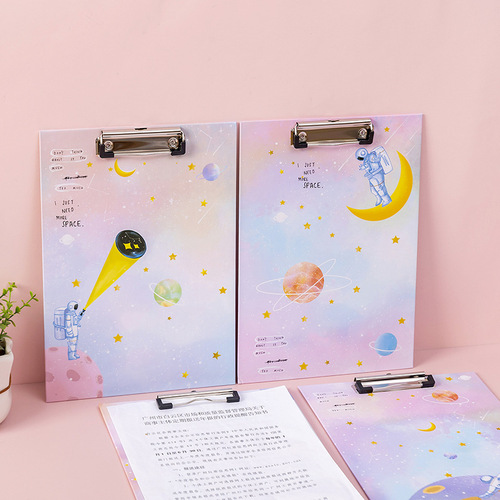 Cartoon A4 small fresh board clip paper folder board large writing pad clip folder office stationery T
