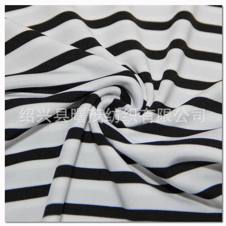 现货黑白条纹澳丝棉 双面染色弹力汗布面料 T恤休闲服针织面料