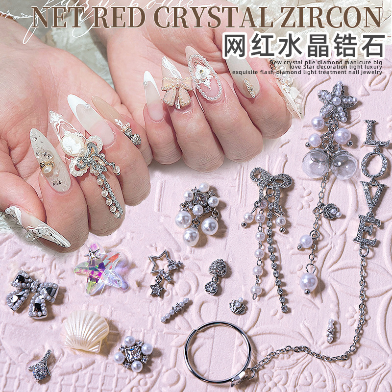 Celebridad en línea LZ clavo perla arco joyería cadena términos Shell Starfish tridimensional colgante lujo metal ZIRCON diamante