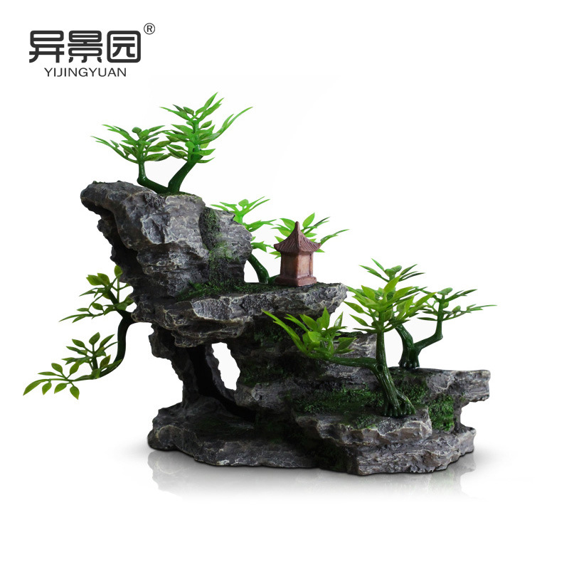 Decoración de Paisaje para Acuarios, Rocalla Artificial, Piedra Decorativa, Set de Resina para Acuario, Adornos, Cueva de Escondite, Turquesa