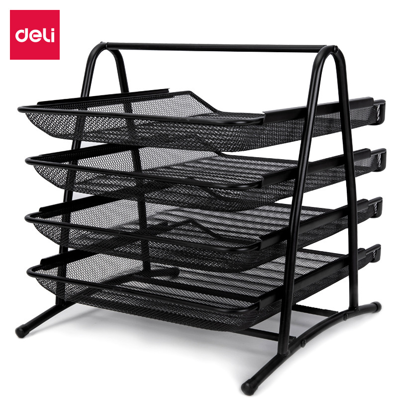 Deli 9184 Mesh File Rack Four-Layer File Holder Information Basket Storage Frame Organizing Storage Rack Metal Material Deli 9184 Mesh File Rack Four-Layer File Holder Information Basket Storage Frame Organizing Storage Rack Metal Material