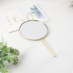 Golden Influencer Makeup Mirror: Wall-Mounted & Handheld Dual-Use Design—Same Style as Princess Mirror, Perfect for Students with Cute Rabbit-Ear Details for Dorm Rooms