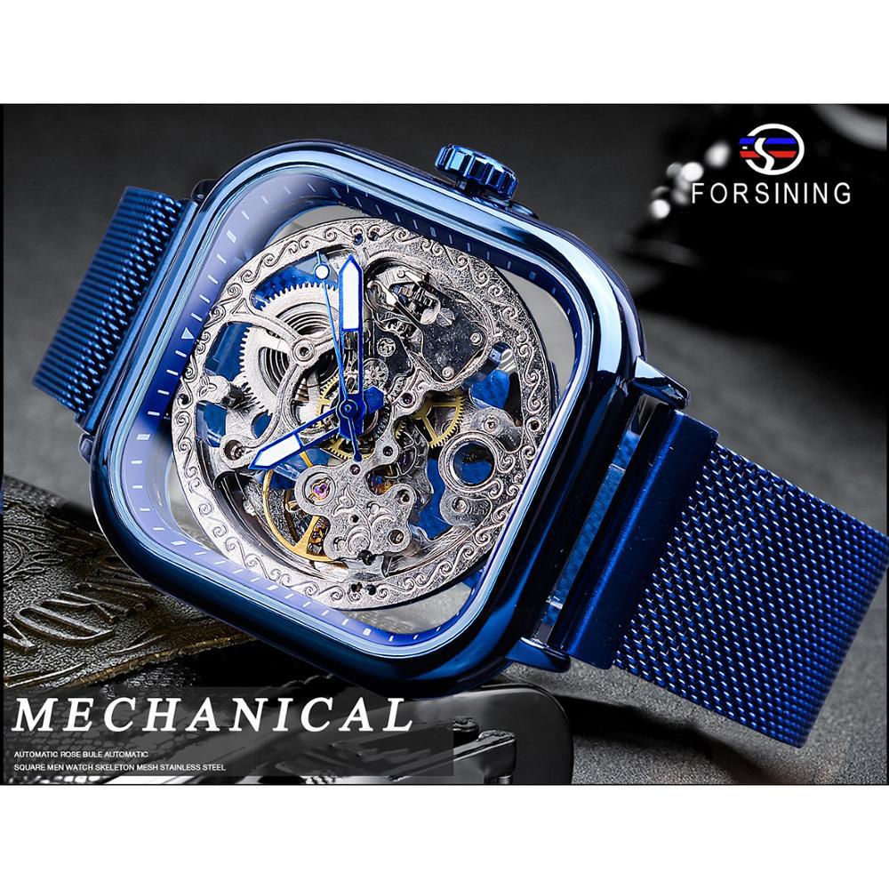 Men's Square Automatic Magnetic Watch With Multiple Color Options, Creative Mechanical Watch, One-Piece Dropshipping_voghion.com