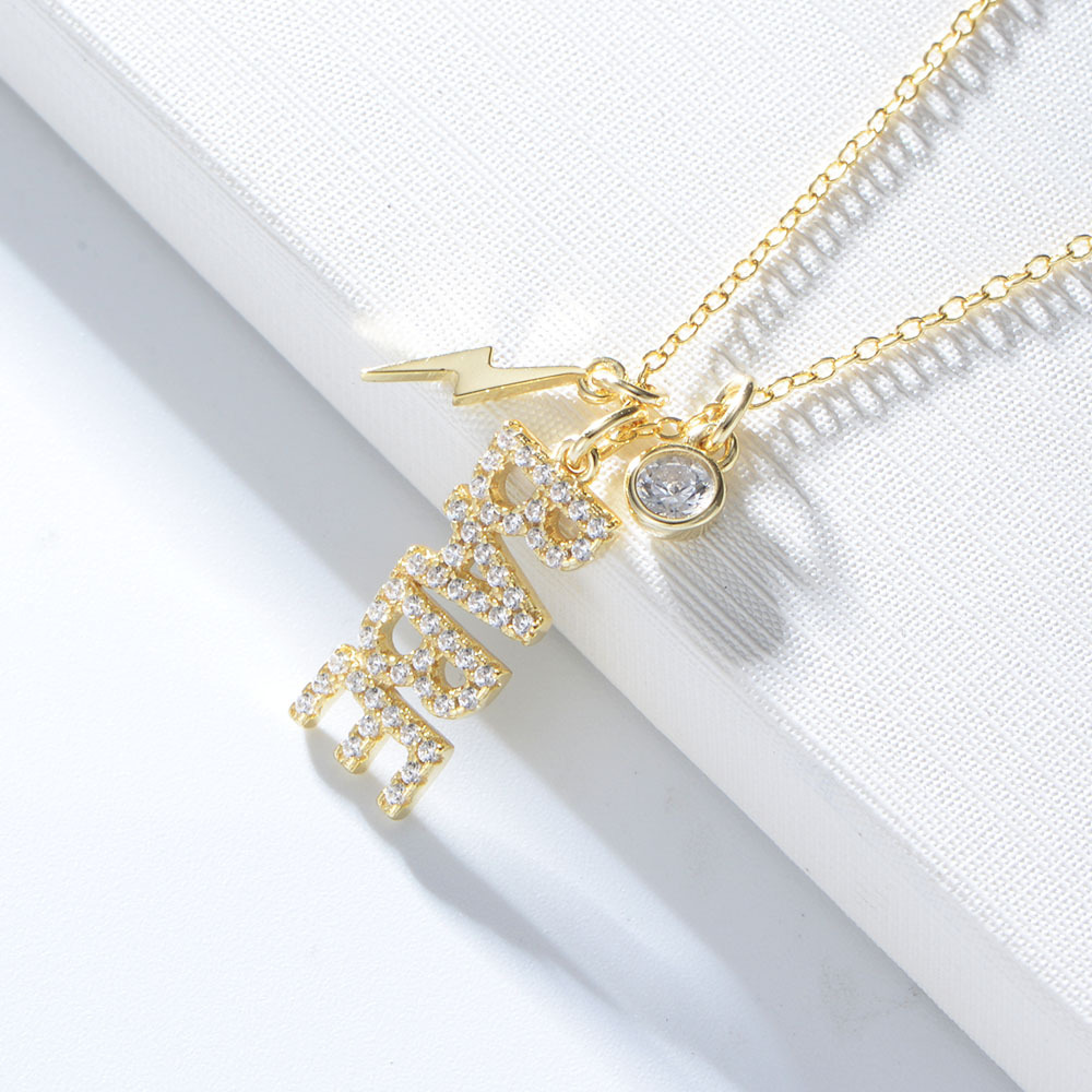 Nuevos accesorios transfronterizos s925 Diamante de plata BABE inglés carta collar femenino europeo y americano de moda colgante de joyería