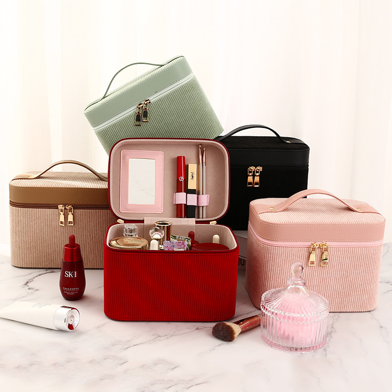 韩版化妆盒双层多功能化妆包洗漱包手提便携式大容量化妆品收纳箱