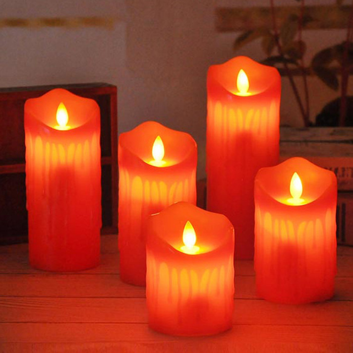 Directo de fábrica Rojo swing Wick LED vela electrónica simulación luz parafina vela falsa decoración del hotel restaurante