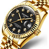 Fashionable waterproof steel belt for beloved, men's high-end gold watch, calendar for elementary school students, bracelet