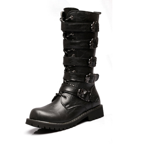 AliExpress Men's Large Size High Boots Korean Style Trendy Martin Boots Men's Crazy Horse Leather Boots British High Boots