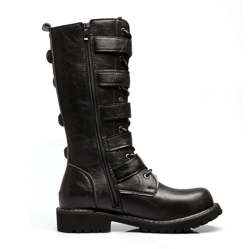 AliExpress Men's Large Size High Boots Korean Style Trendy Martin Boots Men's Crazy Horse Leather Boots British High Boots