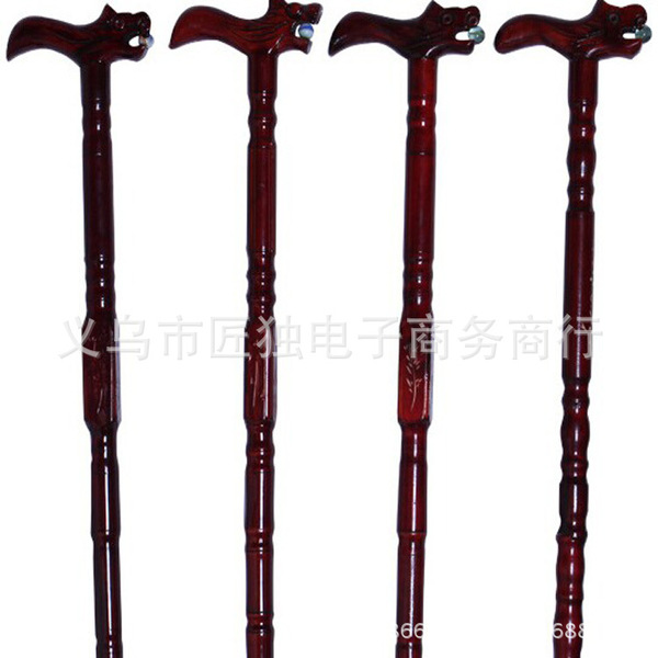 Old man wooden faucet crutches Outside the mountain climbing rod
