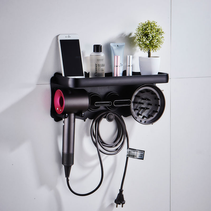 Dyson Hair Dryer Rack Wall Hanging Punch-free Bathroom Multifunctional Space Aluminum Magnetic Absorption Storage Rack Bathroom Drum Rack