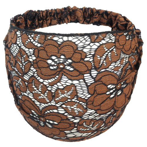 Summer thin lace edge wide headband fabric elastic hair tie for covering gray hair head scarf with flowers Korean women's hair accessory