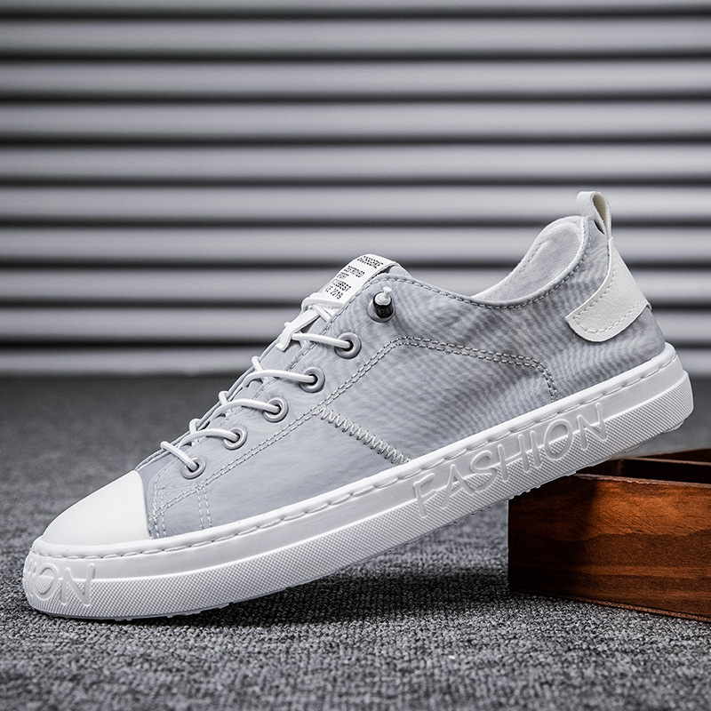 Men's breathable in summer, old Beijing cloth one footed lazy person canvas shoes, trendy and versatile small white_voghion.com