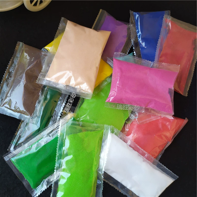 Небольшой пакет цветного песка кварцевый песок текстура песок крашение цвет песок живопись цвет песок Пейзаж украшения цвет песок