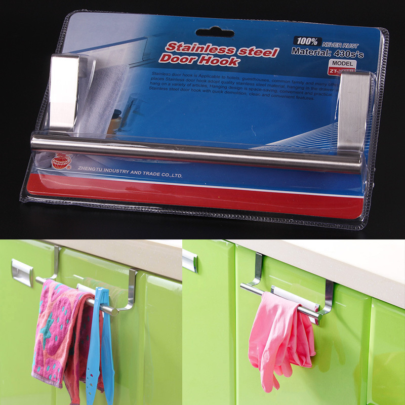 Stainless Steel Single Rod Towel Rack Wholesale Multi-Purpose Bathroom Towel Hanger Cabinet Door Back Type Rag Bath Towel Hanger