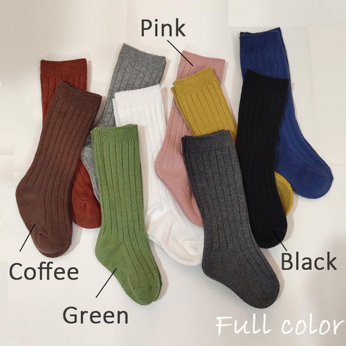 Spanish children's sock hole garter socks plain medium-length socks Instagram baby socks student socks sports socks