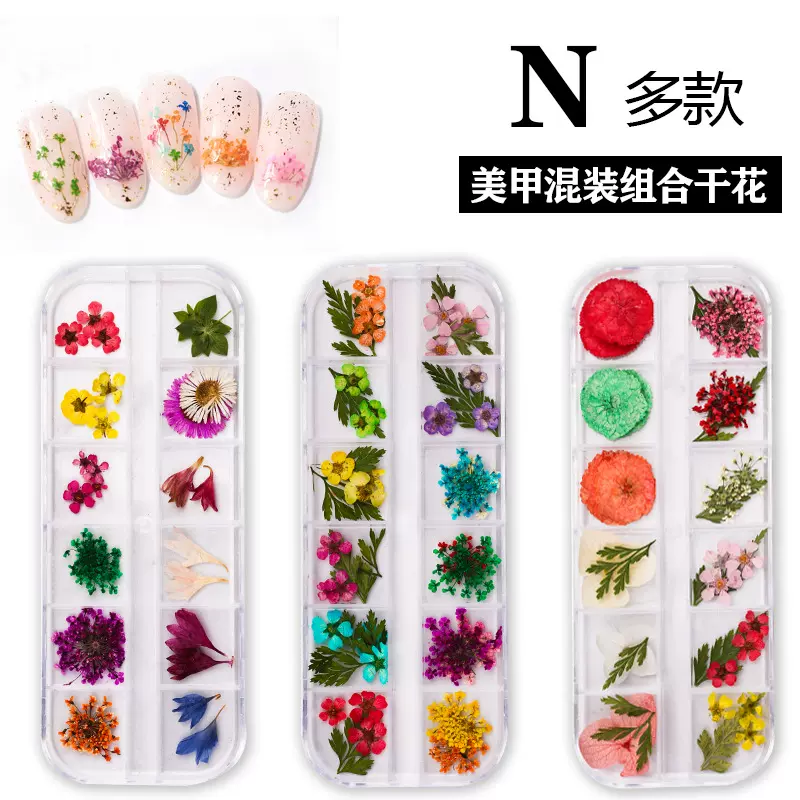 美甲立体干花  套装用品植物花瓣做指甲饰品12色永生花跨境爆款