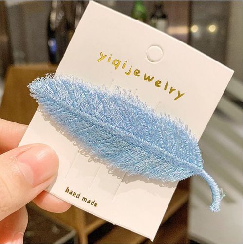 Korean ins Internet celebrity feather hairpin girl BB hairpin hairpin headdress embroidery braided leaf bangs clip side clip
