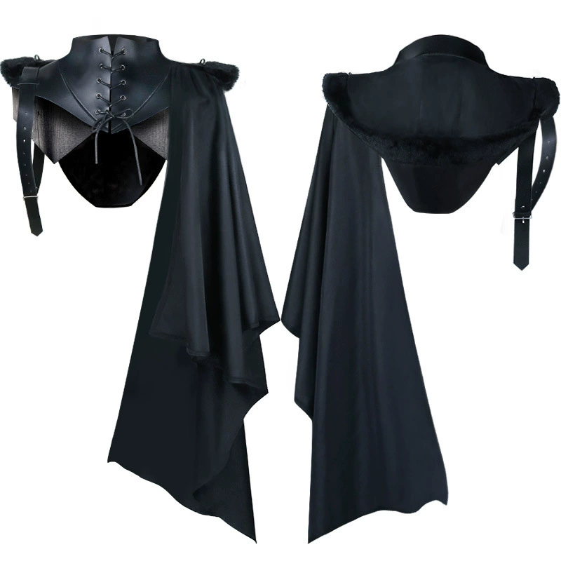 Юношеский Gothic плащ Cape, капюшон с капюшоном или без, плечо из искусственной кожи, костюм на Хэллоуин