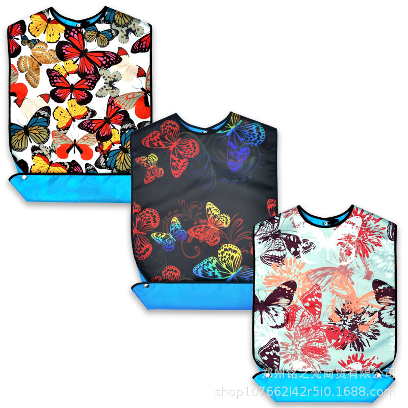 Suministro transfronterizo babero de ancianos babero de alimentación de doble capa a prueba de agua fabricante de impresión en stock