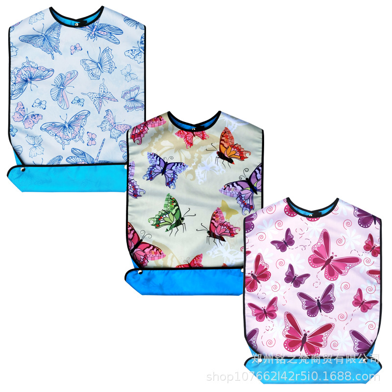 Suministro transfronterizo babero de ancianos babero de alimentación de doble capa a prueba de agua fabricante de impresión en stock