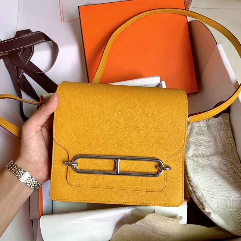 2021 Pig Nose Bag Tofu Bag Stewardess Bag Cowhide Women's Bag Small Bag Single Shoulder Crossbody Small Square Bag Retro Style