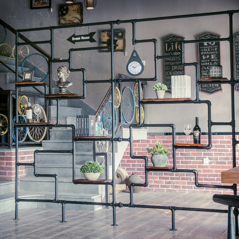 로프트 산업 빈티지 물 파이프 랙 카페 바 미국 플로어 스크린 사무실 책장