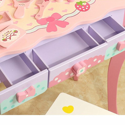 New Wooden Dress-Up Vanity Set Toy Set for Girls, Creative and Educational, Princess Makeup Birthday Gift, Wood Craft