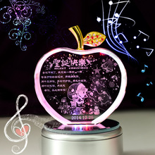 水晶苹果送老婆男女友摆件 圣诞节礼物生日礼物 水晶工艺品制定