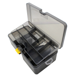 Factory Wholesale Removable Baffle Partition Double Feeder Box Grey Transparent Plastic Storage Box Fishing Gear