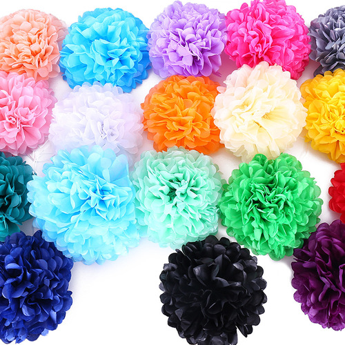 Wholesale European and American Decorative Paper Pom Pom Flowers for Birthday Party Decor, Shopping Mall Window Display Handmade Paper Flowers