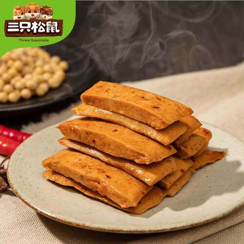 Three Squirrels Little Beauty Tofu Beauty Q-Tiao Dried Bean Curd 100g Thousand Page Egg Dry with Spicy Stick Flavor Office Snack