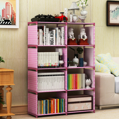 Simple Double-Row Bookshelf Cabinet Shelf for Children and Students Steel Combination Storage Bookcase Wholesale