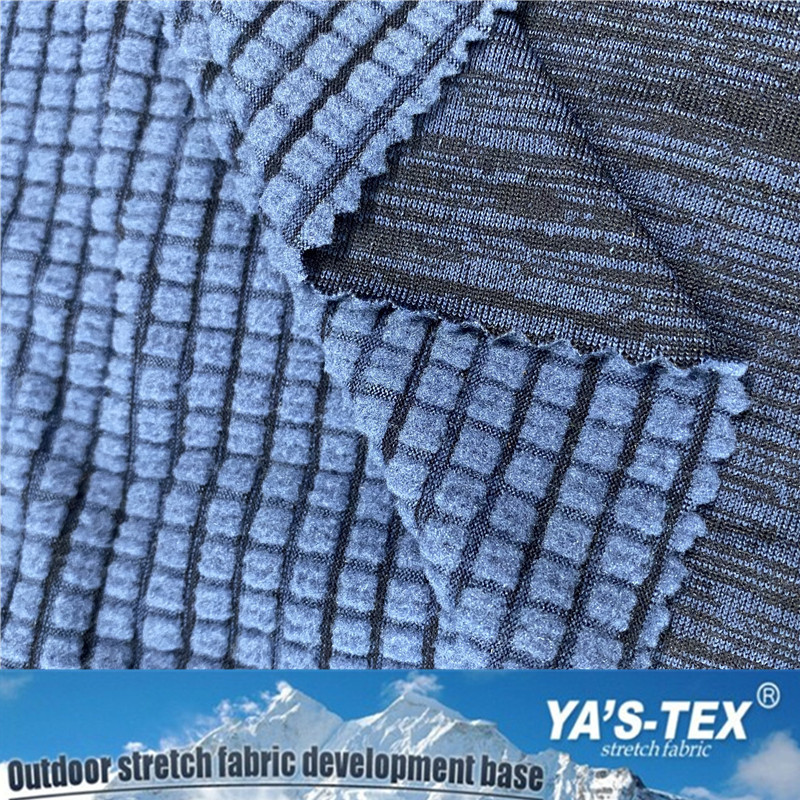 双色格子摇粒绒抽条绒布冬季保暖御寒服装面料 布料