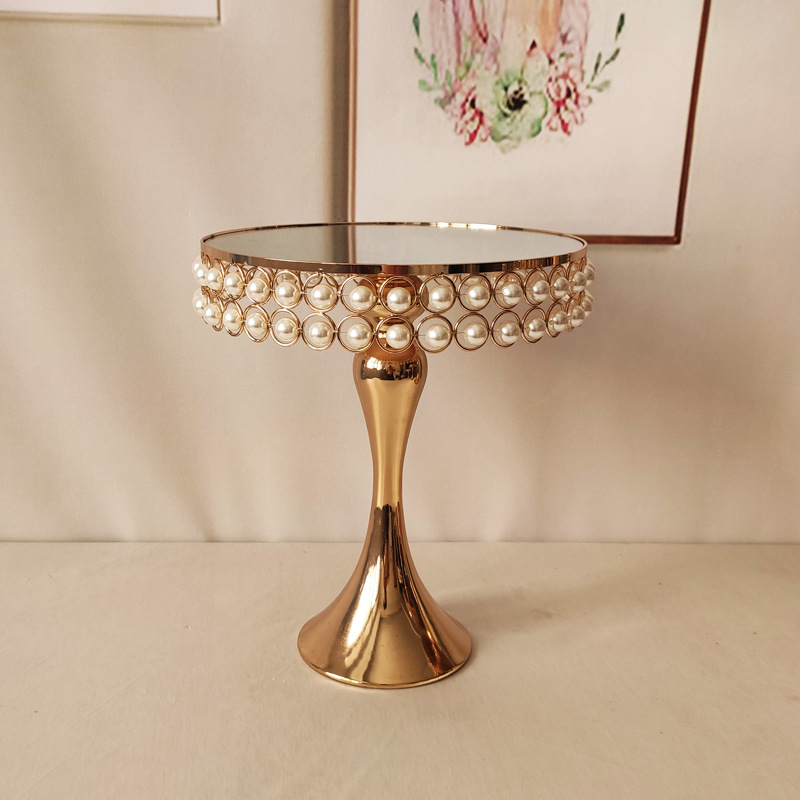 Estilo europeo de metal soporte de la torta de la boda decoración Copa placa de la torta espejo bandeja de mesa de postre de hierro decoración soporte de exhibición