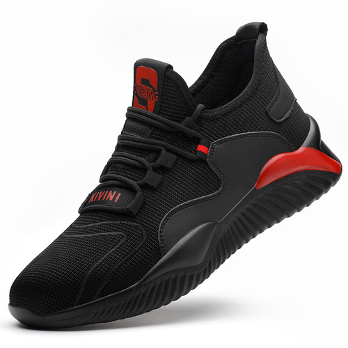 Cross-border flying weaving labor protection shoes men's anti-smash and puncture-proof safety shoes steel toe-toe work shoes safety shoes