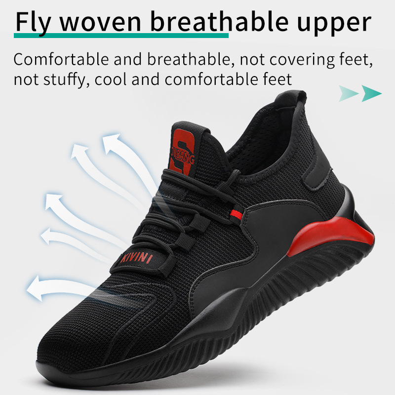 Zapatos de Seguridad Cross-border Choice, Zapatos de Trabajo con Puntera de Acero, Zapatos de Protección Laboral de Tejido Transpirable, Zapatos de Seguridad Anti-aplastamiento y Anti-pinchazos para Hombre
