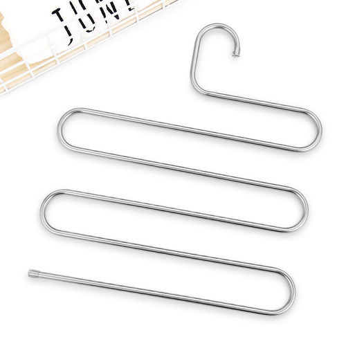 Stainless steel multifunctional S-shaped storage trouser rack magic multi-layer clothes hanger non-slip trouser hanger seamless trouser clip manufacturer wholesale