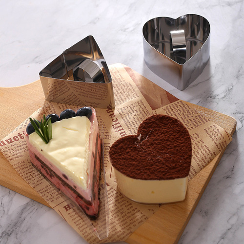Manufacturer small mousse circle stainless steel cake mold heart-shaped with push plate pressure plate DIY baking tool