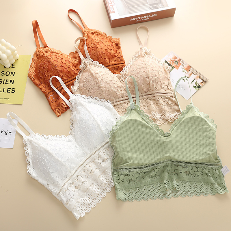 Encaje ropa interior de las mujeres espalda base envuelto pecho francés sexy push-up hueco-fuera de la correa interior chaleco tubo superior de las mujeres