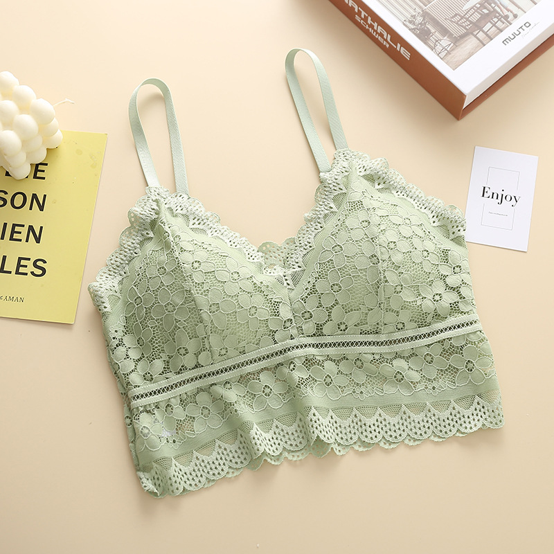 Encaje ropa interior de las mujeres espalda base envuelto pecho francés sexy push-up hueco-fuera de la correa interior chaleco tubo superior de las mujeres