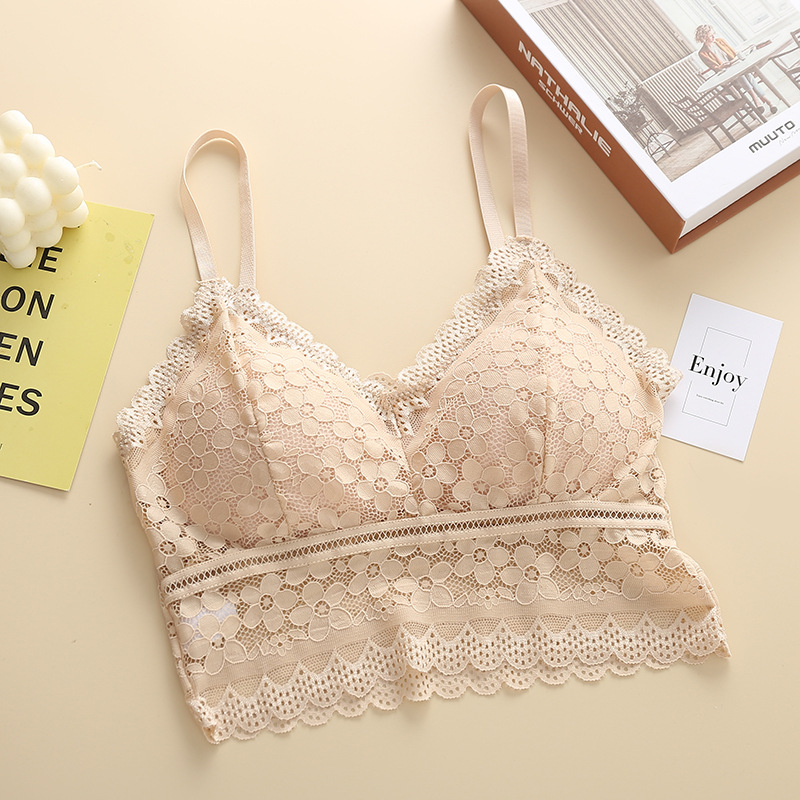 Encaje ropa interior de las mujeres espalda base envuelto pecho francés sexy push-up hueco-fuera de la correa interior chaleco tubo superior de las mujeres