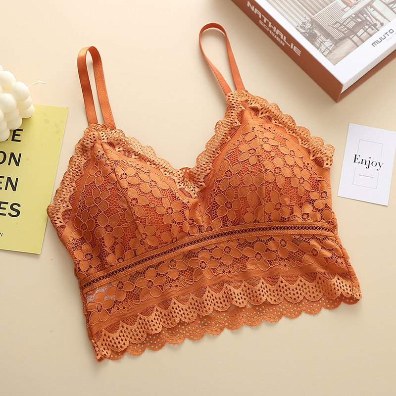 Encaje ropa interior de las mujeres espalda base envuelto pecho francés sexy push-up hueco-fuera de la correa interior chaleco tubo superior de las mujeres