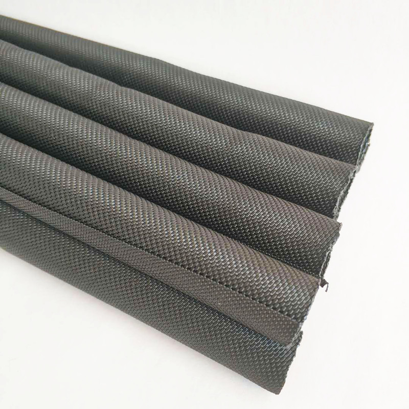 厂家直供线号管PET编织套管黑色阻燃尼龙编织网管开口自卷式套管