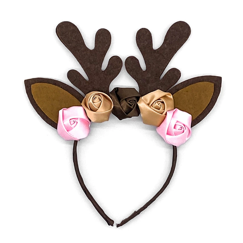 Рождественская повязка на голову с оленем, детская повязка в лесном стиле с длинными рожками, реквизит для фотосессий и праздничных мероприятий