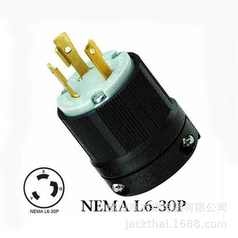 NEMA L6-30P Заземляющая запорная вилка, двухполюсная трехпроводная промышленная вилка, самоблокирующаяся, предотвращающая разблокировку